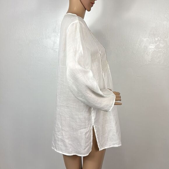 Laundry By Shelli Segal White Pleated Front Button Up Shirt Size MP - Picture 5 of 10